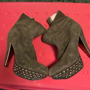 Sam Edelman grey suede ankle booties with stud & rhinestone bottoms